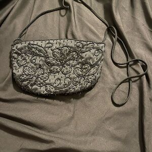 Elegant Black Beaded Clutch